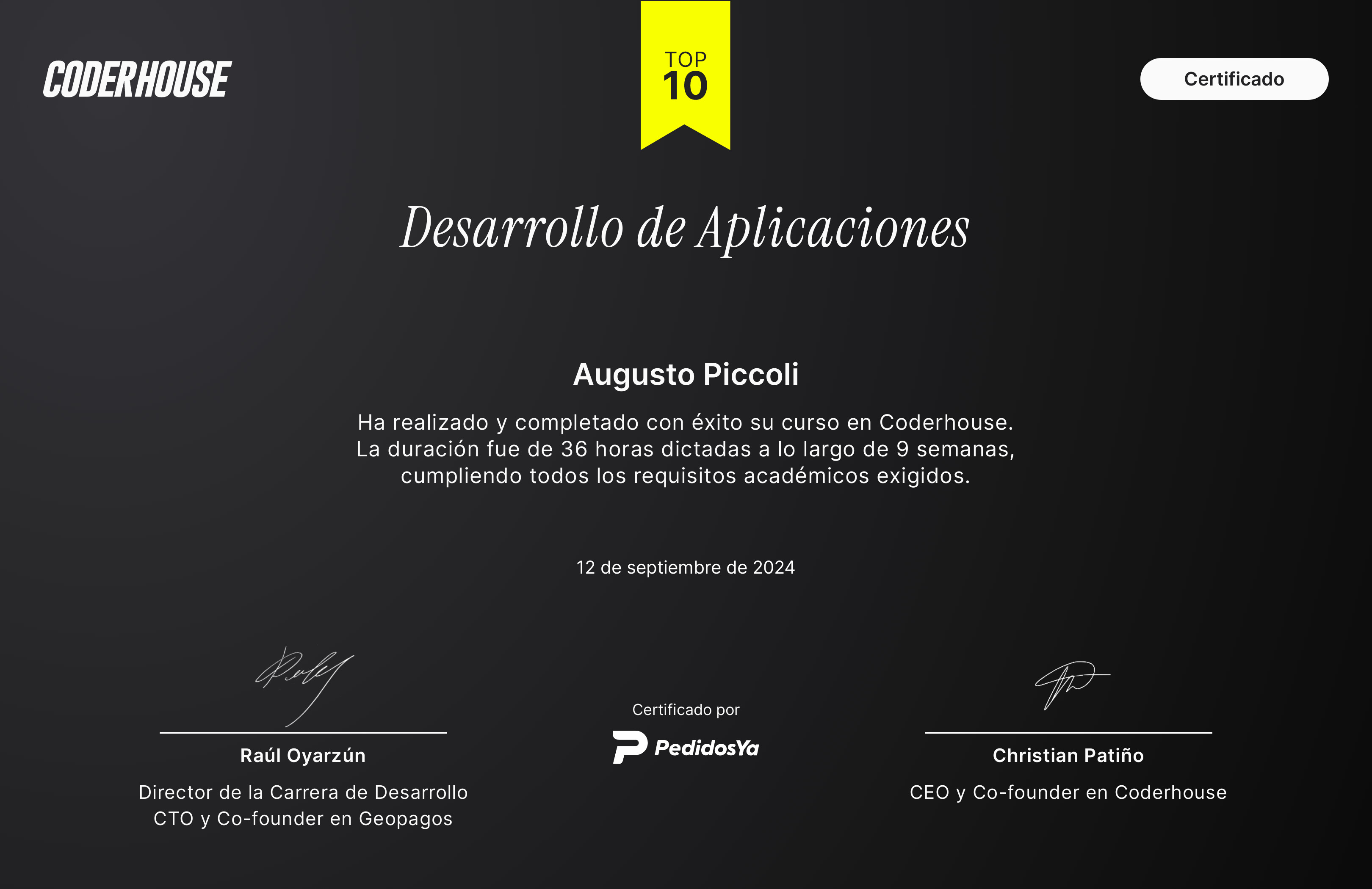 Certificado de Desarrollo de Aplicaciones