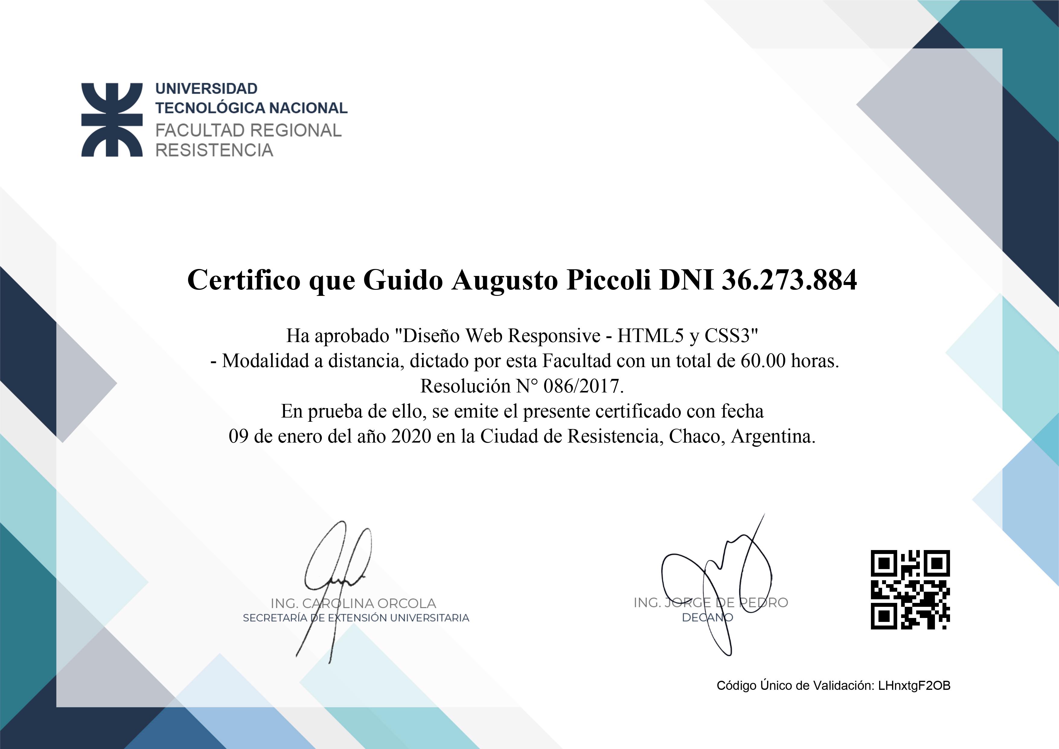 Certificado de Diseño Web Responsive - HTML5 y CSS3