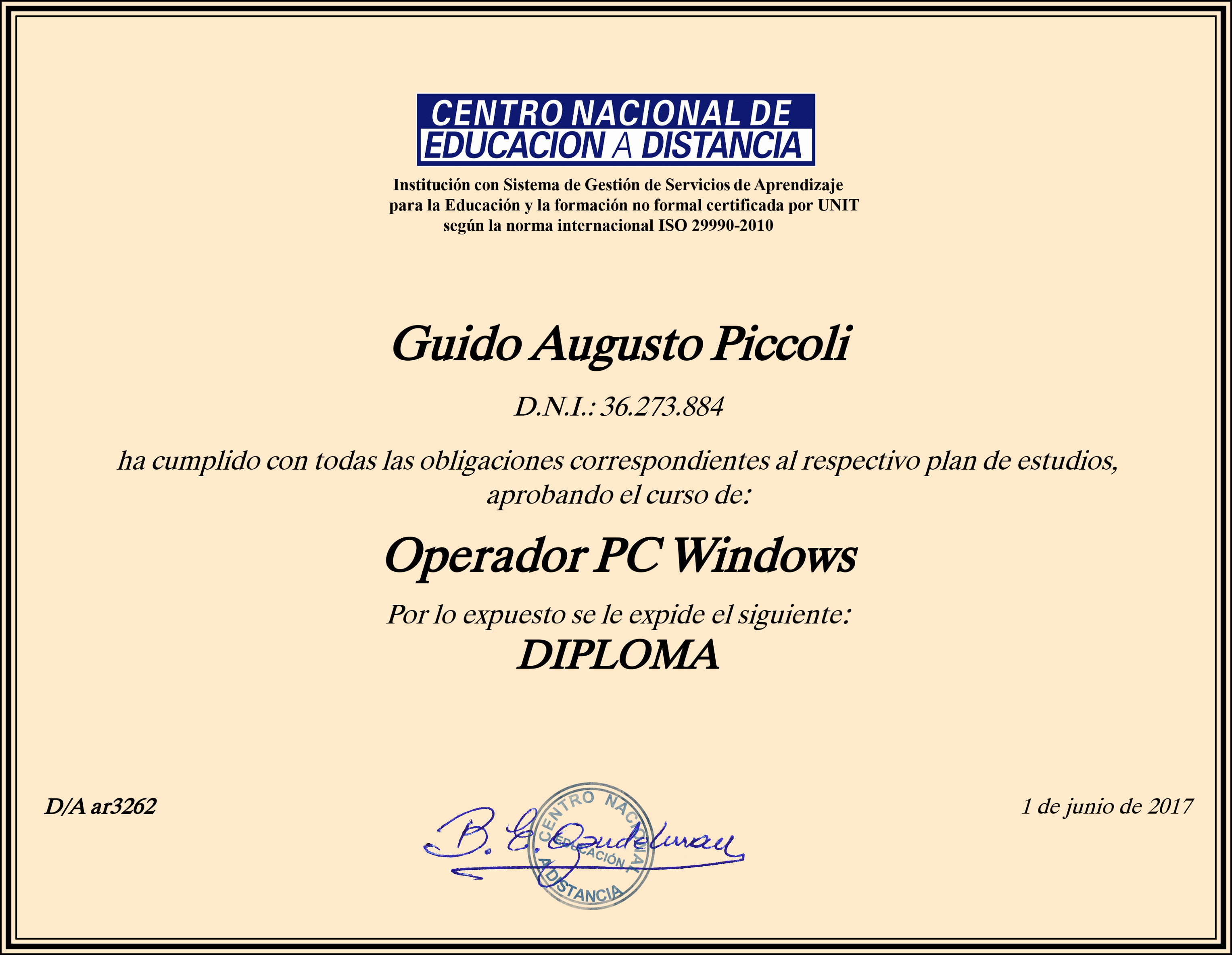 Certificado de Operador PC Windows