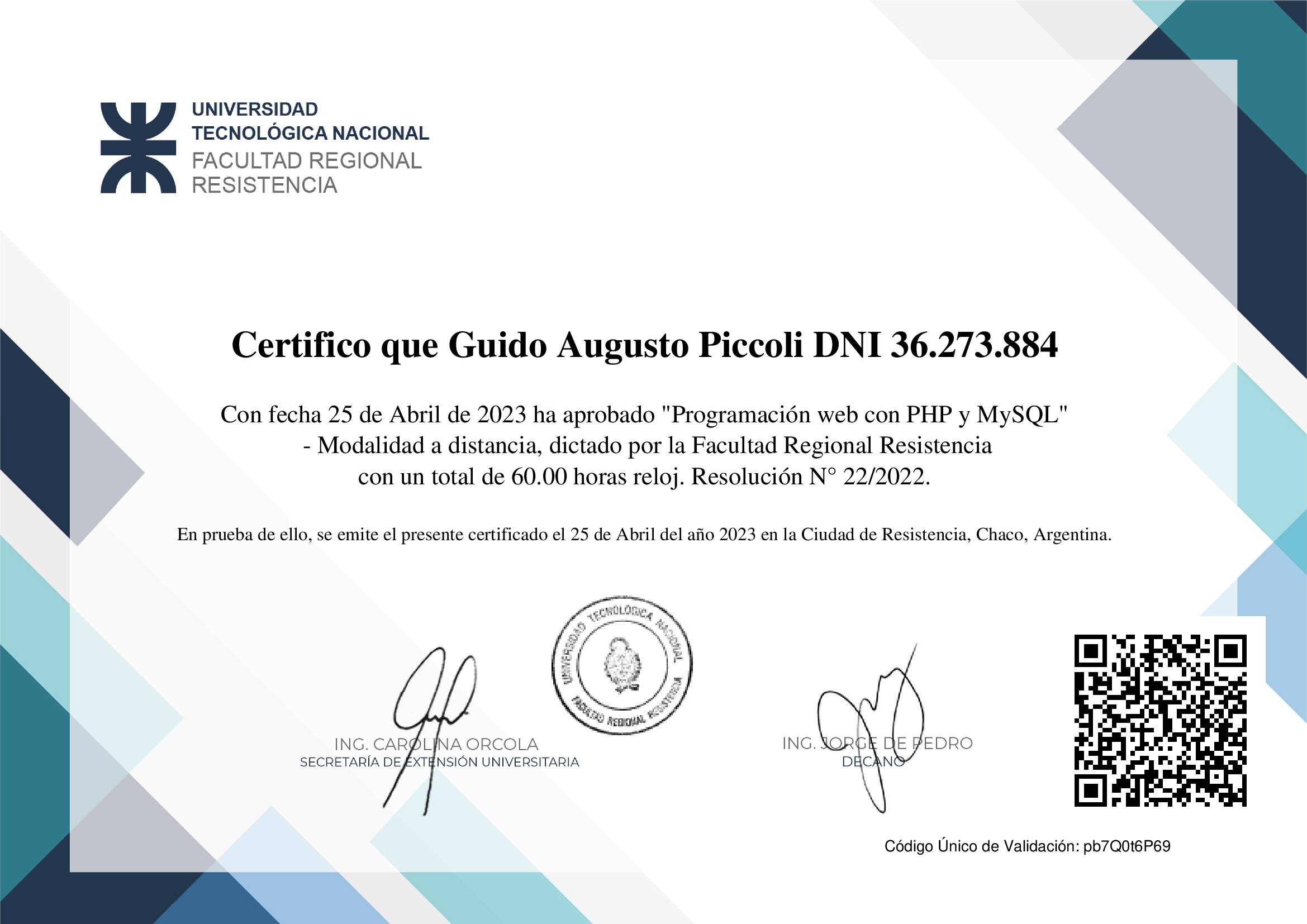 Certificado de Programación Web con PHP y MySQL