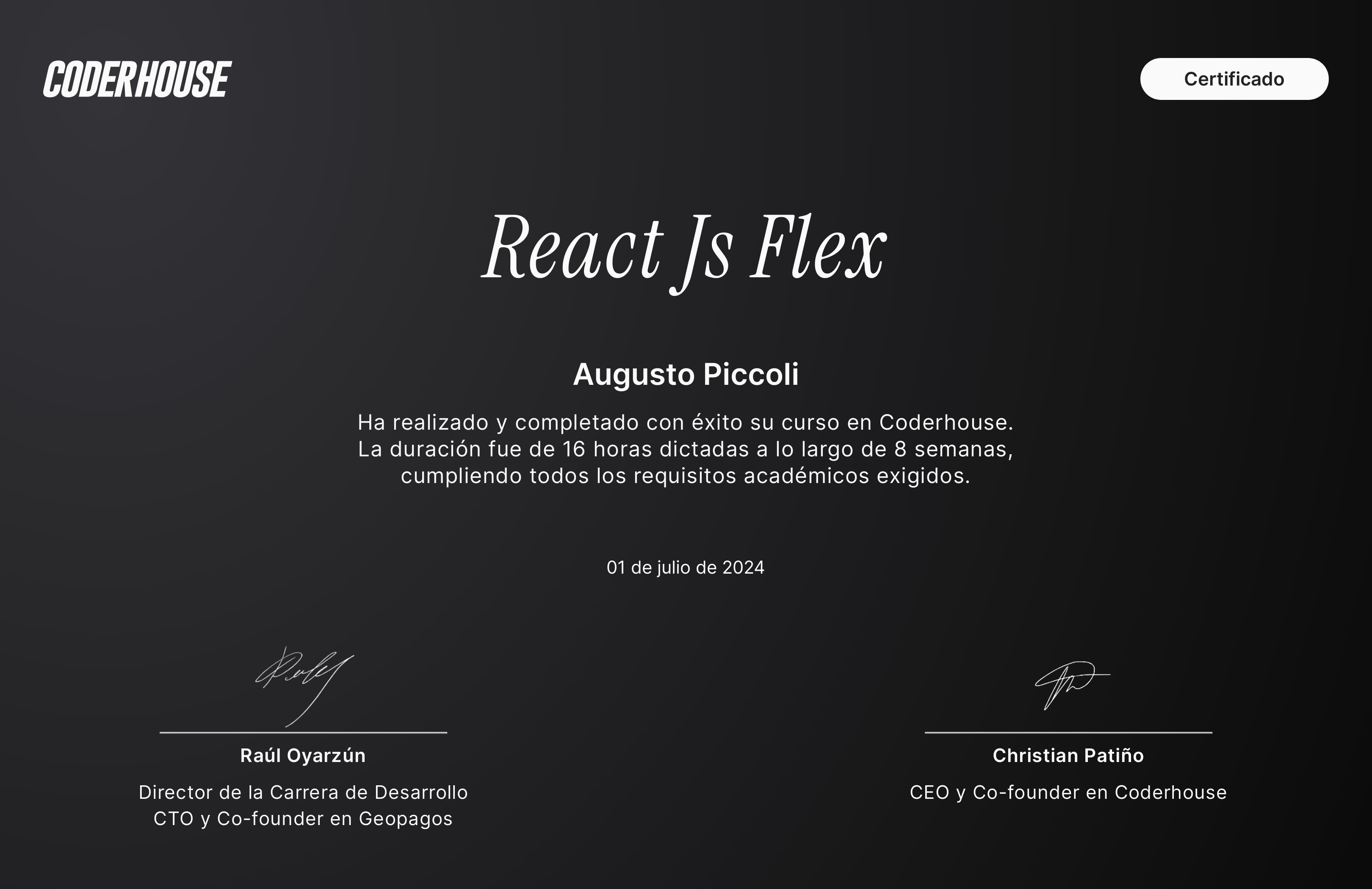Certificado de React JS